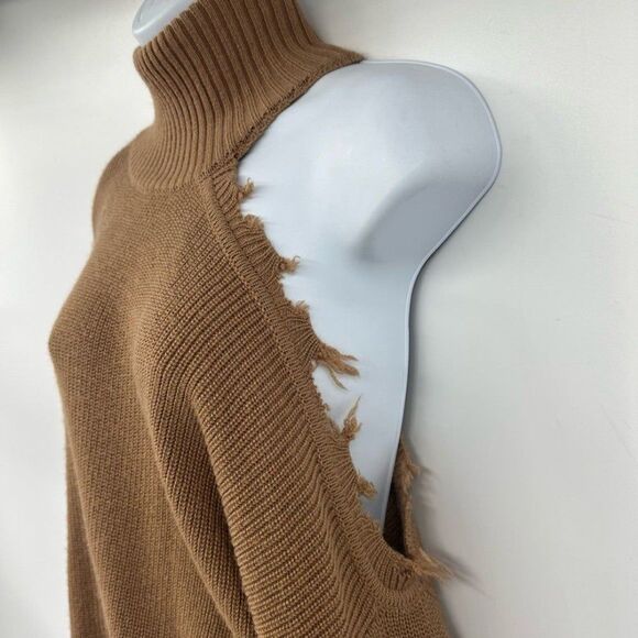 Revolve Lovers + Friends Camel Arlington One Shoulder Distressed Sweater Medium - Picture 8 of 13